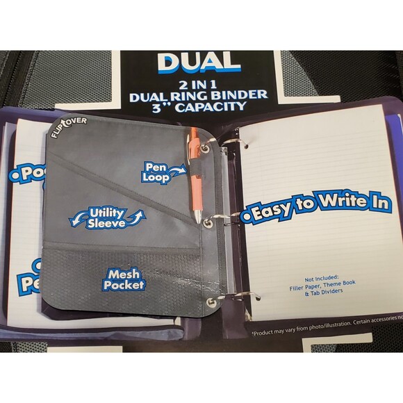 Case it The Dual 2-in-1 Dual Ring Binder 3" Capacity Black/Gray TD-110 - NEW - Picture 4 of 8